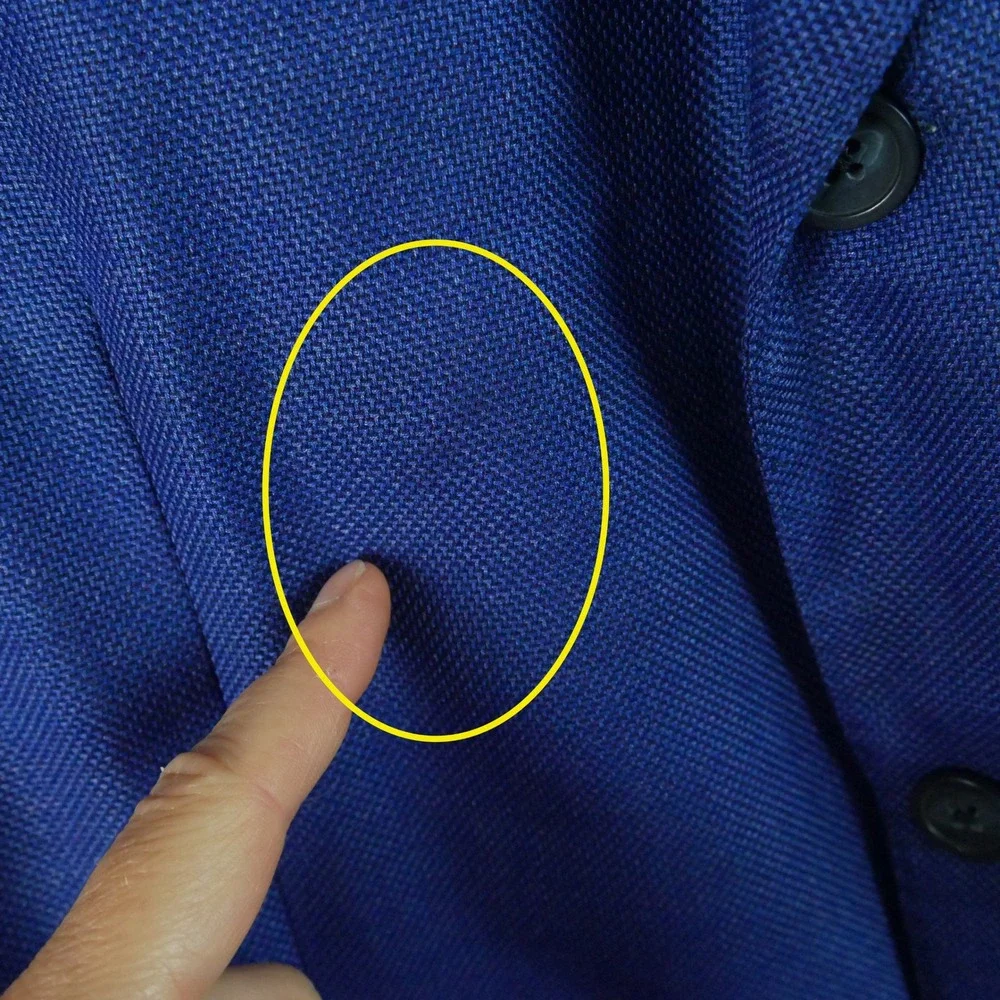 Samuelsohn Yardley‎ 44L Blue Wool Silk Sport Coat Blazer FLAW Unstructured Soft